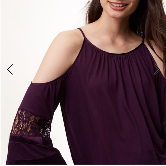 LOFT Velvet Lace Cold Shoulder Top. - Picture 2 of 8
